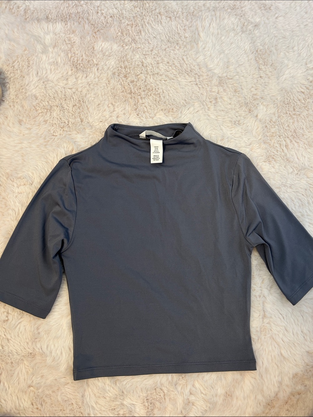 H&M Charcoal Mock Neck Short Sleeve Top